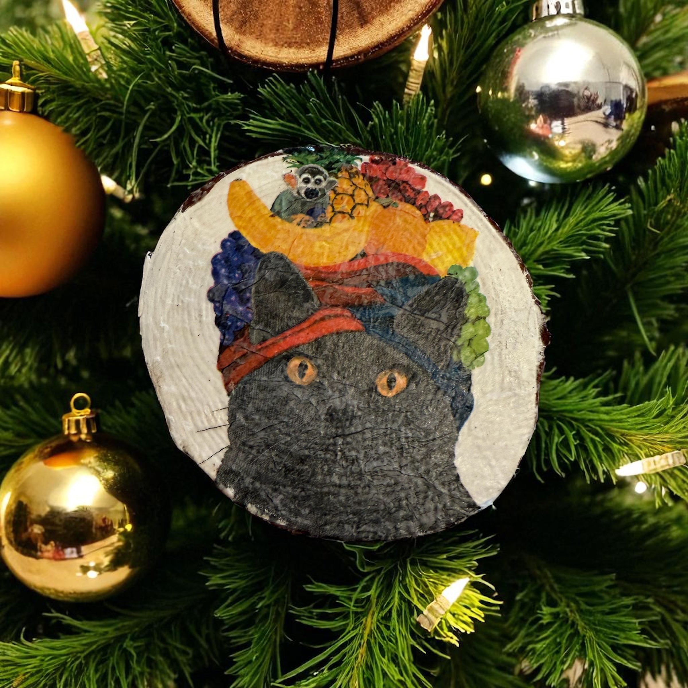Fruit Bowl Cat Ornament